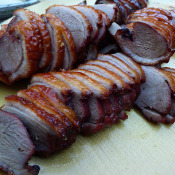 Sliced meat at catering event